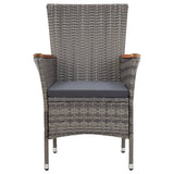 9 Piece Garden Dining Set with Cushions Poly Rattan Grey - 45-Degree Angle