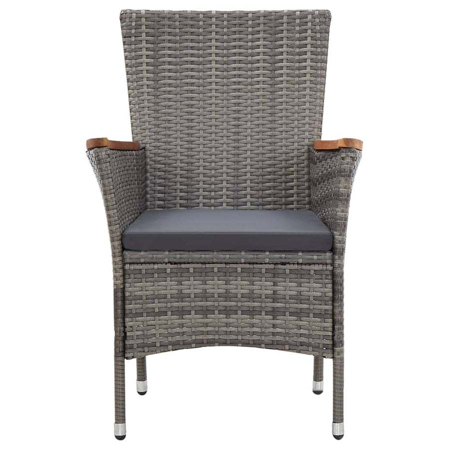9 Piece Garden Dining Set with Cushions Poly Rattan Grey