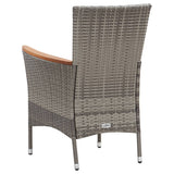 9 Piece Garden Dining Set with Cushions Poly Rattan Grey - Low Angle
