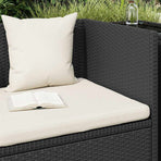 Garden Bed with Cushion & Pillows Poly Rattan Black