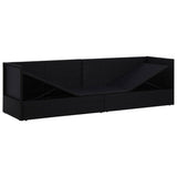 Garden Bed with Cushion & Pillows Poly Rattan Black - 45-Degree Angle