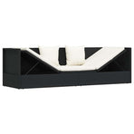 Garden Bed with Cushion & Pillows Poly Rattan Black