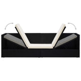 Garden Bed with Cushion & Pillows Poly Rattan Black - Close-Up Angle