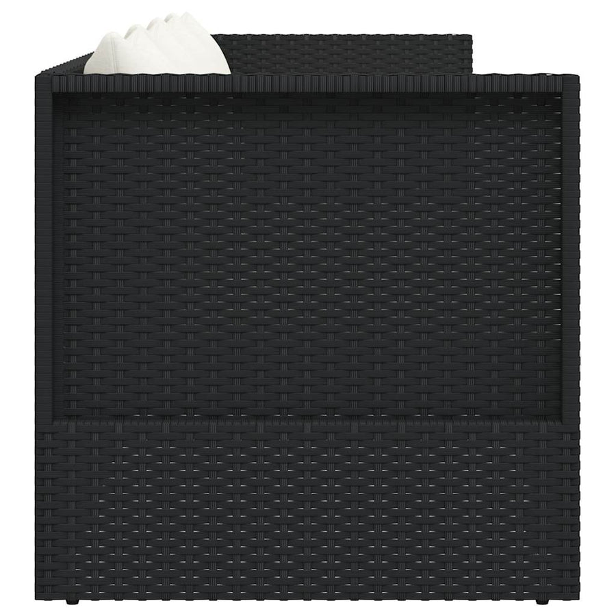 Garden Bed with Cushion & Pillows Poly Rattan Black
