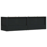 Garden Bed with Cushion & Pillows Poly Rattan Black