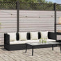 Garden Bed with Cushion & Pillows Poly Rattan Black