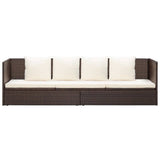 Garden Bed with Cushion & Pillows Poly Rattan Brown - Top-Down View