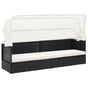 Garden Sofa with Canopy Black Poly Rattan