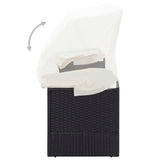 Garden Sofa with Canopy Black Poly Rattan - Rear View