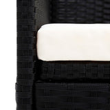 Garden Sofa with Canopy Black Poly Rattan - Close-Up Angle