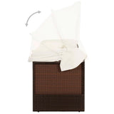 Garden Sofa with Canopy Poly Rattan Brown - Rear View