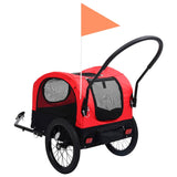 2-in-1 Pet Bike Trailer & Jogging Stroller Red and Black - 45-Degree Angle