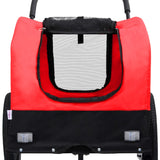 2-in-1 Pet Bike Trailer & Jogging Stroller Red and Black - Rear View