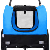 2-in-1 Pet Bike Trailer and Jogging Stroller Blue and Black - Rear View