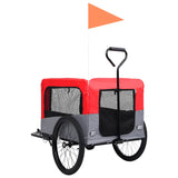 2-in-1 Pet Bike Trailer and Jogging Stroller Red and Grey - 45-Degree Angle