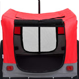 2-in-1 Pet Bike Trailer and Jogging Stroller Red and Grey - Close-Up Angle
