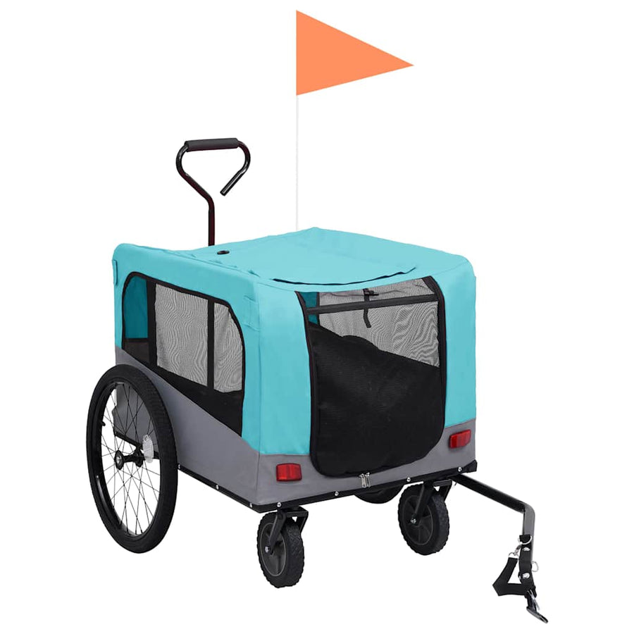 2-in-1 Pet Bike Trailer and Jogging Stroller Blue and Grey