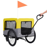 2-in-1 Pet Bike Trailer and Jogging Stroller Yellow and Grey - Rear View