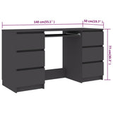 Writing Desk Grey 140x50x77 cm Engineered Wood - Rear View