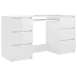 Writing Desk High Gloss White 140x50x77 cm Engineered Wood - Front View