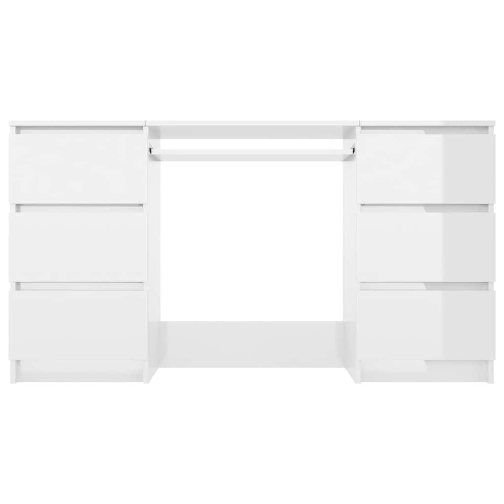 Writing Desk High Gloss White 140x50x77 cm Engineered Wood