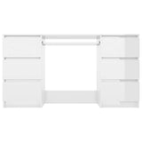Writing Desk High Gloss White 140x50x77 cm Engineered Wood
