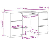 Writing Desk High Gloss White 140x50x77 cm Engineered Wood