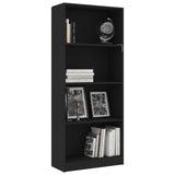 4-Tier Book Cabinet Black 60x24x142 cm Engineered Wood - Side View