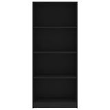 4-Tier Book Cabinet Black 60x24x142 cm Engineered Wood
