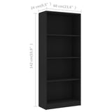 4-Tier Book Cabinet Black 60x24x142 cm Engineered Wood - Rear View