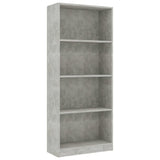4-Tier Book Cabinet Concrete Grey 60x24x142 cm Engineered Wood - Front View