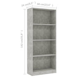 4-Tier Book Cabinet Concrete Grey 60x24x142 cm Engineered Wood - Rear View