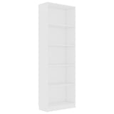 5-Tier Book Cabinet White 60x24x175 cm Engineered Wood - Front View