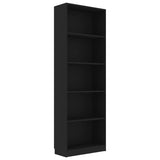 5-Tier Book Cabinet Black 60x24x175 cm Engineered Wood