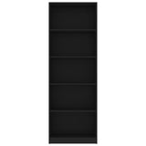 5-Tier Book Cabinet Black 60x24x175 cm Engineered Wood