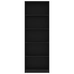 5-Tier Book Cabinet Black 60x24x175 cm Engineered Wood