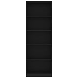 5-Tier Book Cabinet Black 60x24x175 cm Engineered Wood - Top-Down View