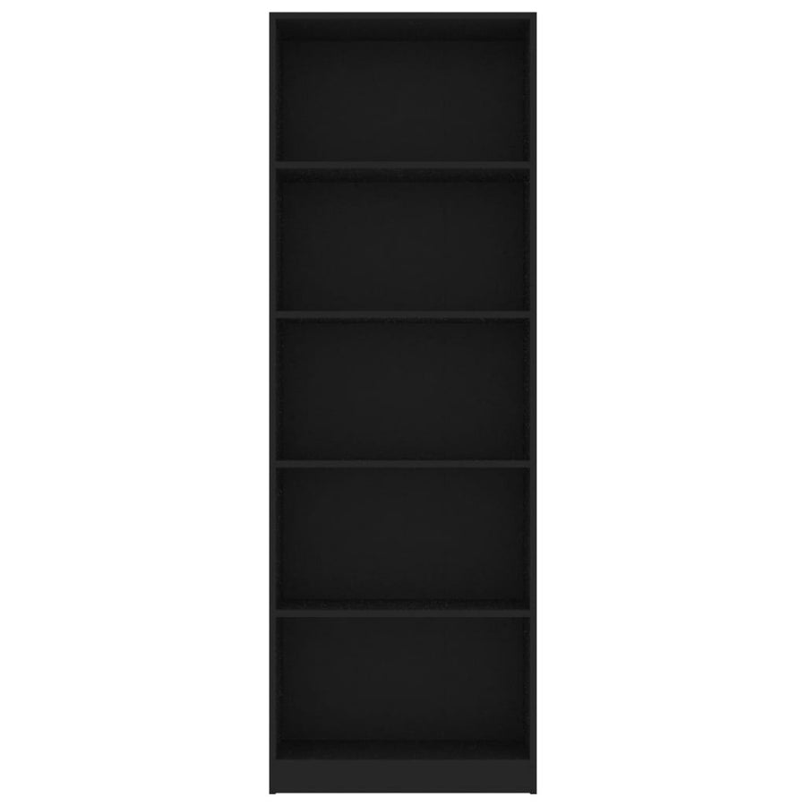 5-Tier Book Cabinet Black 60x24x175 cm Engineered Wood