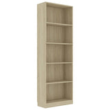 5-Tier Book Cabinet Sonoma Oak 60x24x175 cm Engineered Wood - Front View