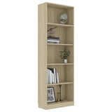 5-Tier Book Cabinet Sonoma Oak 60x24x175 cm Engineered Wood - Side View