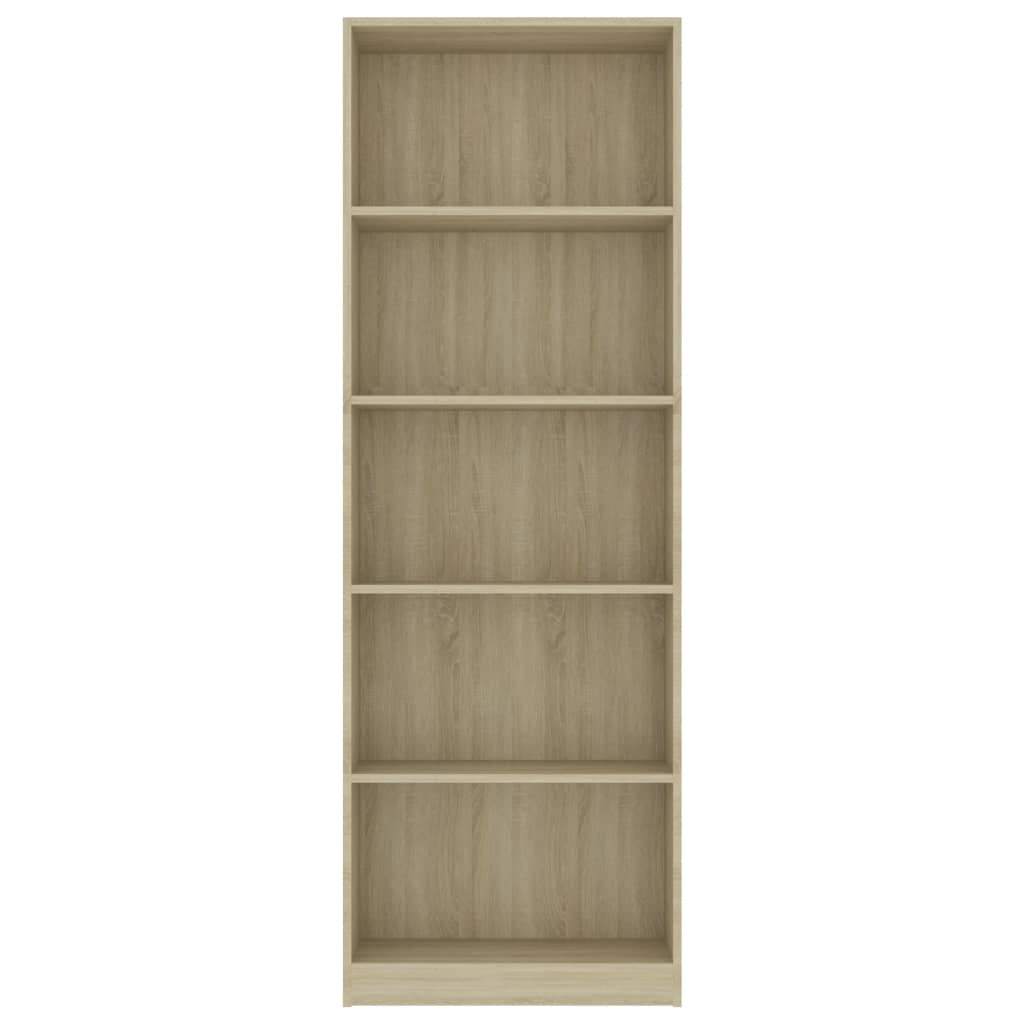 5-Tier Book Cabinet Sonoma Oak 60x24x175 cm Engineered Wood
