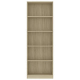 5-Tier Book Cabinet Sonoma Oak 60x24x175 cm Engineered Wood - Top-Down View