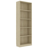 5-Tier Book Cabinet Sonoma Oak 60x24x175 cm Engineered Wood - 45-Degree Angle