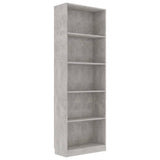 5-Tier Book Cabinet Concrete Grey 60x24x175 cm Engineered Wood