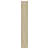 5-Tier Book Cabinet White and Sonoma Oak 60x24x175 cm Engineered Wood - 45-Degree Angle