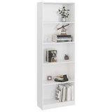 5-Tier Book Cabinet High Gloss White 60x24x175 cm Engineered Wood - Side View