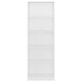 5-Tier Book Cabinet High Gloss White 60x24x175 cm Engineered Wood - Top-Down View