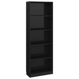 5-Tier Book Cabinet High Gloss Black 60x24x175 cm Engineered Wood