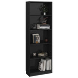 5-Tier Book Cabinet High Gloss Black 60x24x175 cm Engineered Wood