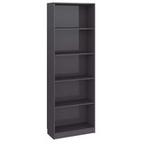 5-Tier Book Cabinet High Gloss Grey 60x24x175 cm Engineered Wood